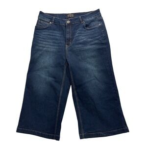BloomChic Women's Dark Wash Denim Culottes Cropped Wide Leg Jeans Plus Size 16